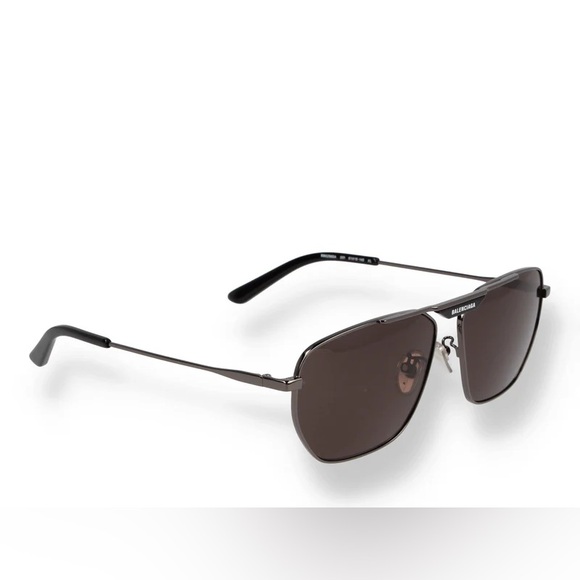 EW BALENCIAGA PILOT METAL UNISEX SUNGLASSES BALENCIAGA BB0298SA 001 BLACK GREY - Picture 6 of 7